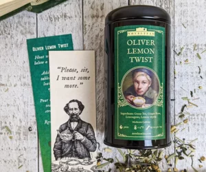 Novelteas – Oliver Lemon Twist – Dose mit losem Tee und Lesezeichen – 56g – schwarz