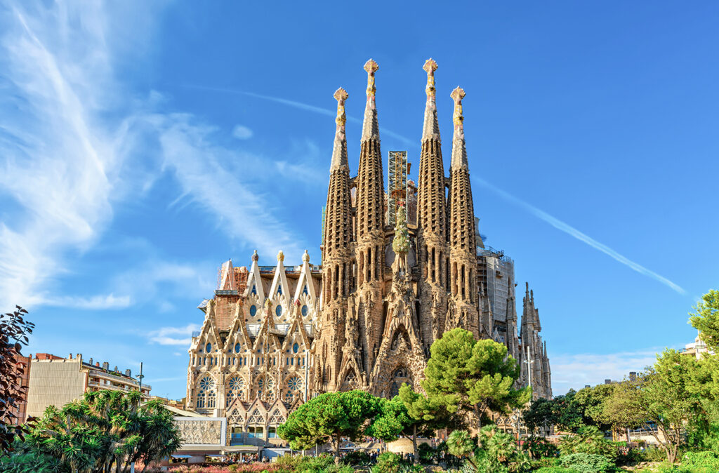 Cathedral of La Sagrada Familia. It is designed by architect Antonio Gaudi and is being build since 1882.