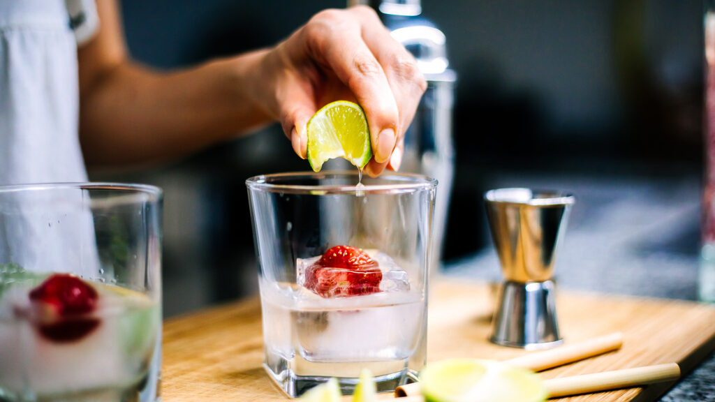 Making home made gin and tonic