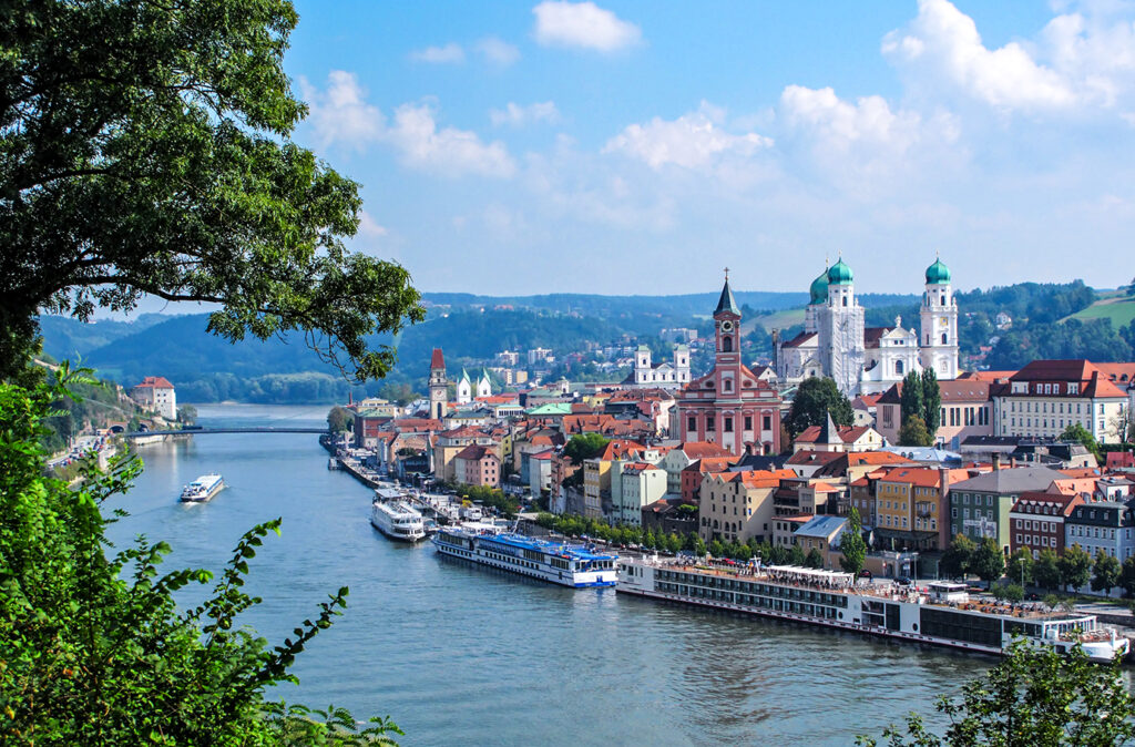 View on Passau, the city of three Rivers in Bavaria, Germany.