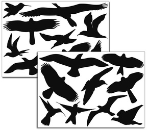 Vogelaufkleber, schwarz (18 Stück) - Für Fenster, Dekoration und zum Vogelschutz