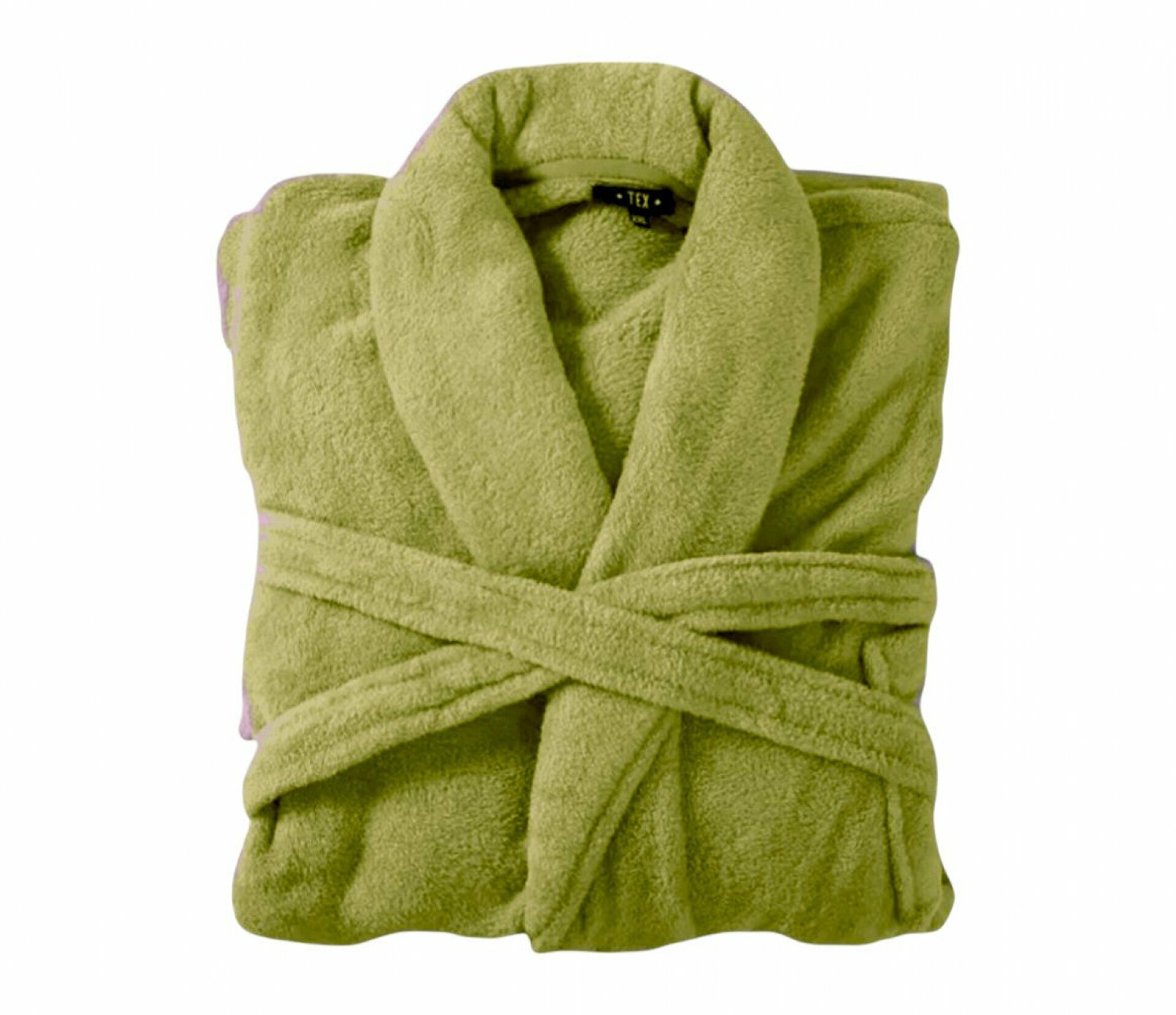 Bademantel flauschig » Saunamantel in Teddy-Plüsch Qualität » leichter/dünner Morgenmantel 100 cm lang » unisex - Olivgrün