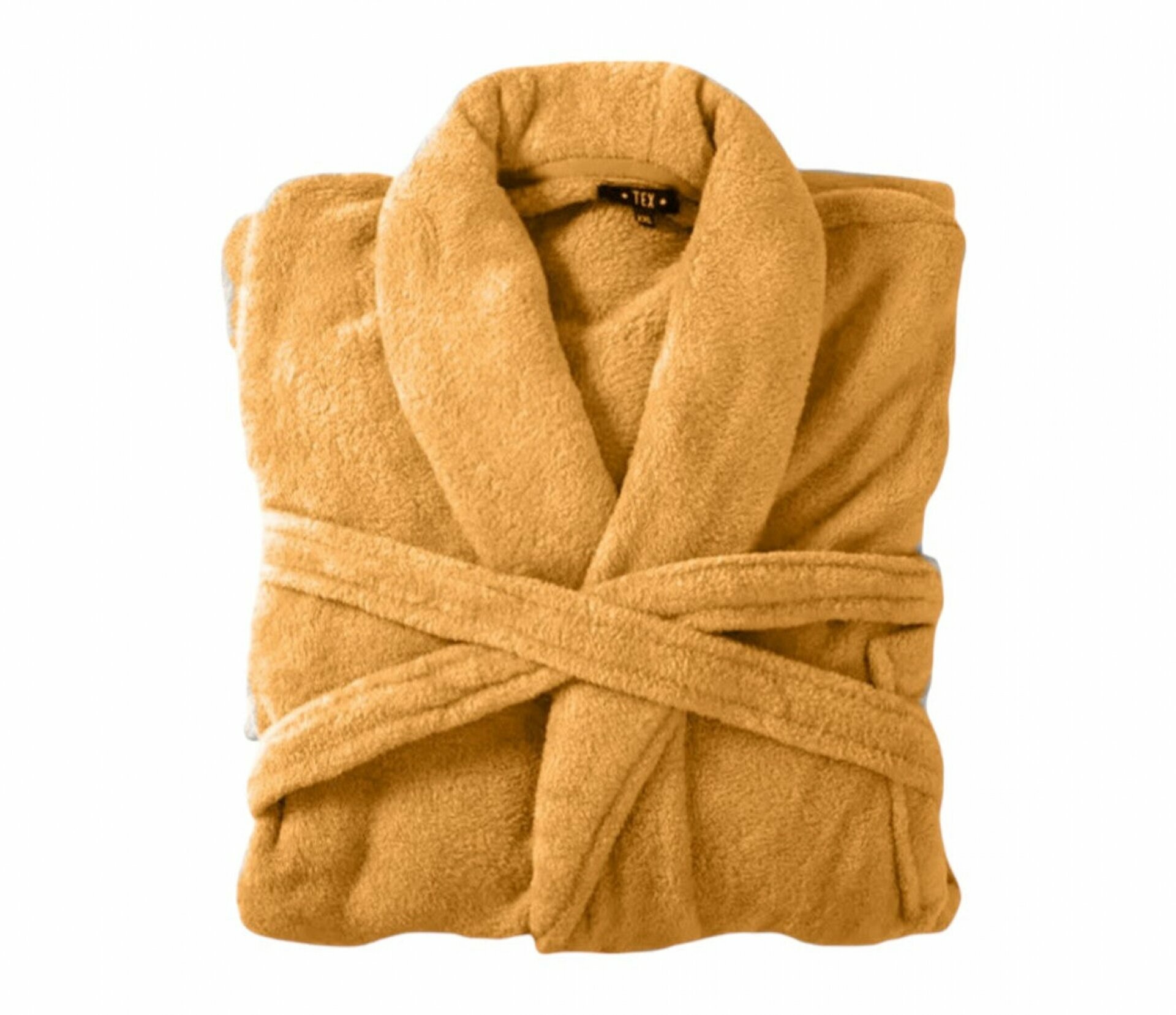 Bademantel flauschig » Saunamantel in Teddy-Plüsch Qualität » leichter/dünner Morgenmantel 100 cm lang » unisex - Curry