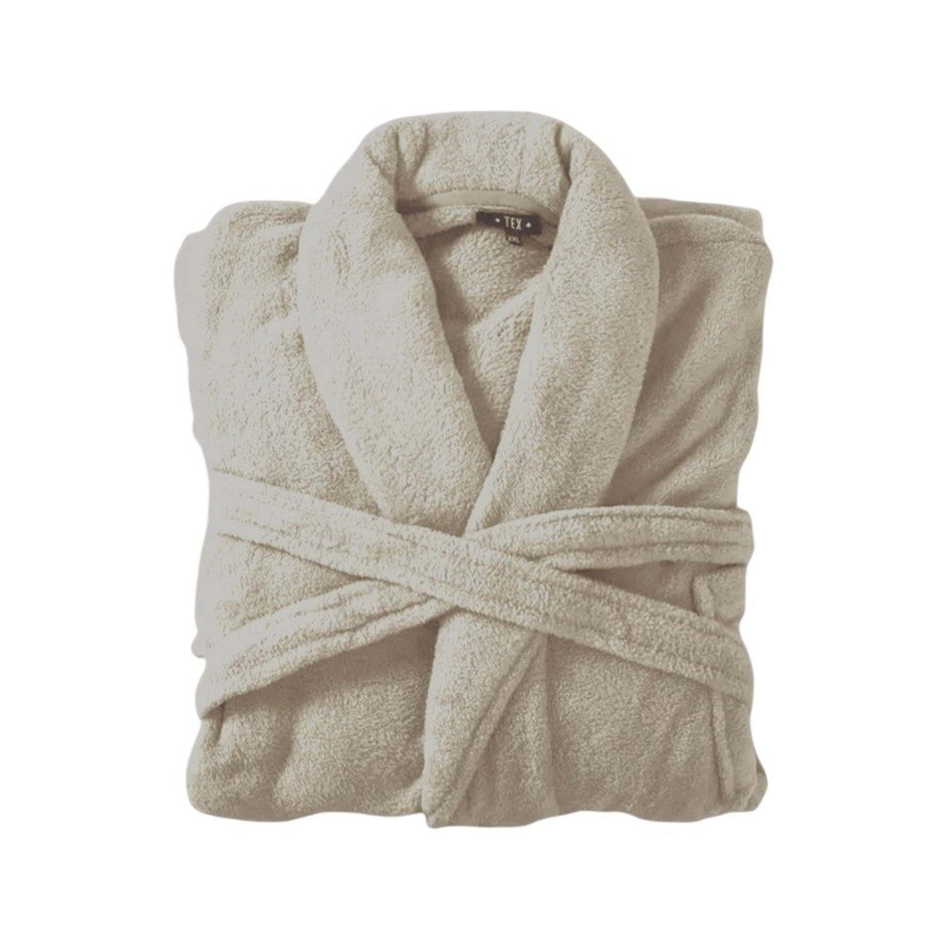Bademantel flauschig » Saunamantel in Teddy-Plüsch Qualität » leichter/dünner Morgenmantel 100 cm lang » unisex - Beige