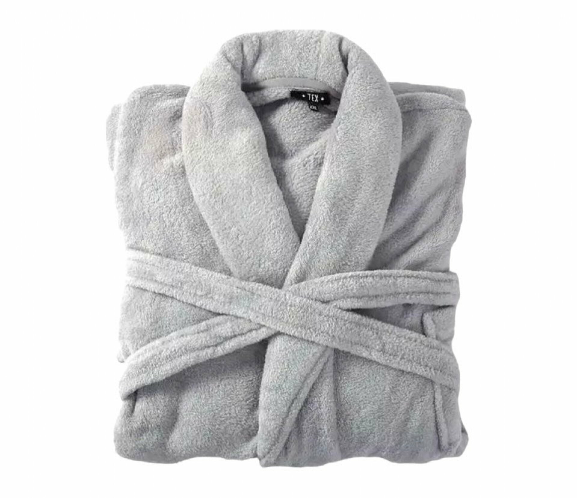 Bademantel flauschig » Saunamantel in Teddy-Plüsch Qualität » leichter/dünner Morgenmantel 100 cm lang » unisex - Hellgrau