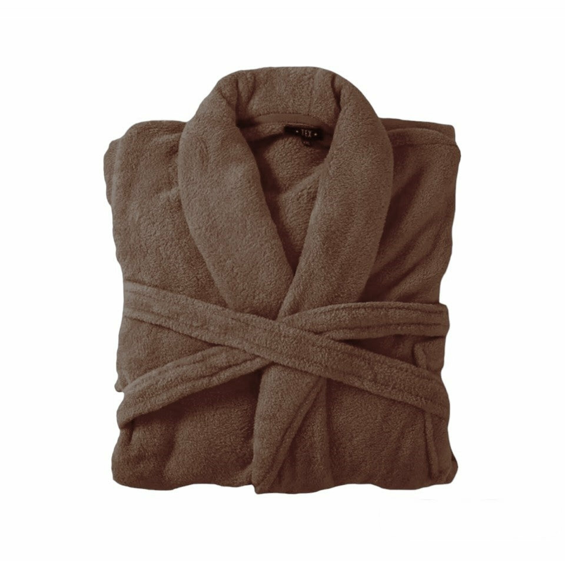 Bademantel flauschig » Saunamantel in Teddy-Plüsch Qualität » leichter/dünner Morgenmantel 100 cm lang » unisex - Dunkelbraun