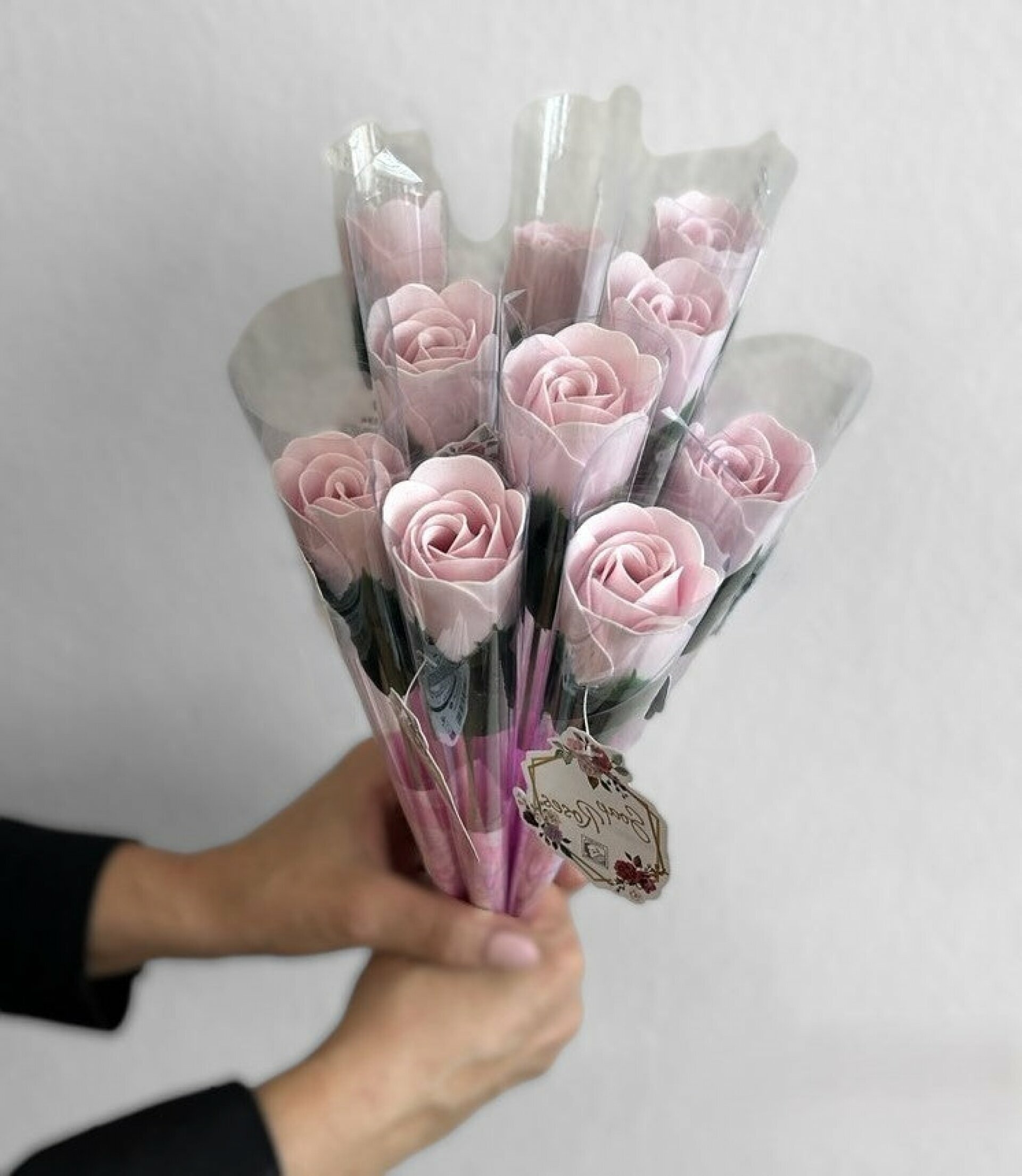 Baderosen Strauß » Set 10 x Bade Rosen » Badekonfetti mit Rosen Duft » Seifenrosen » Blumenstrauß - Rosa