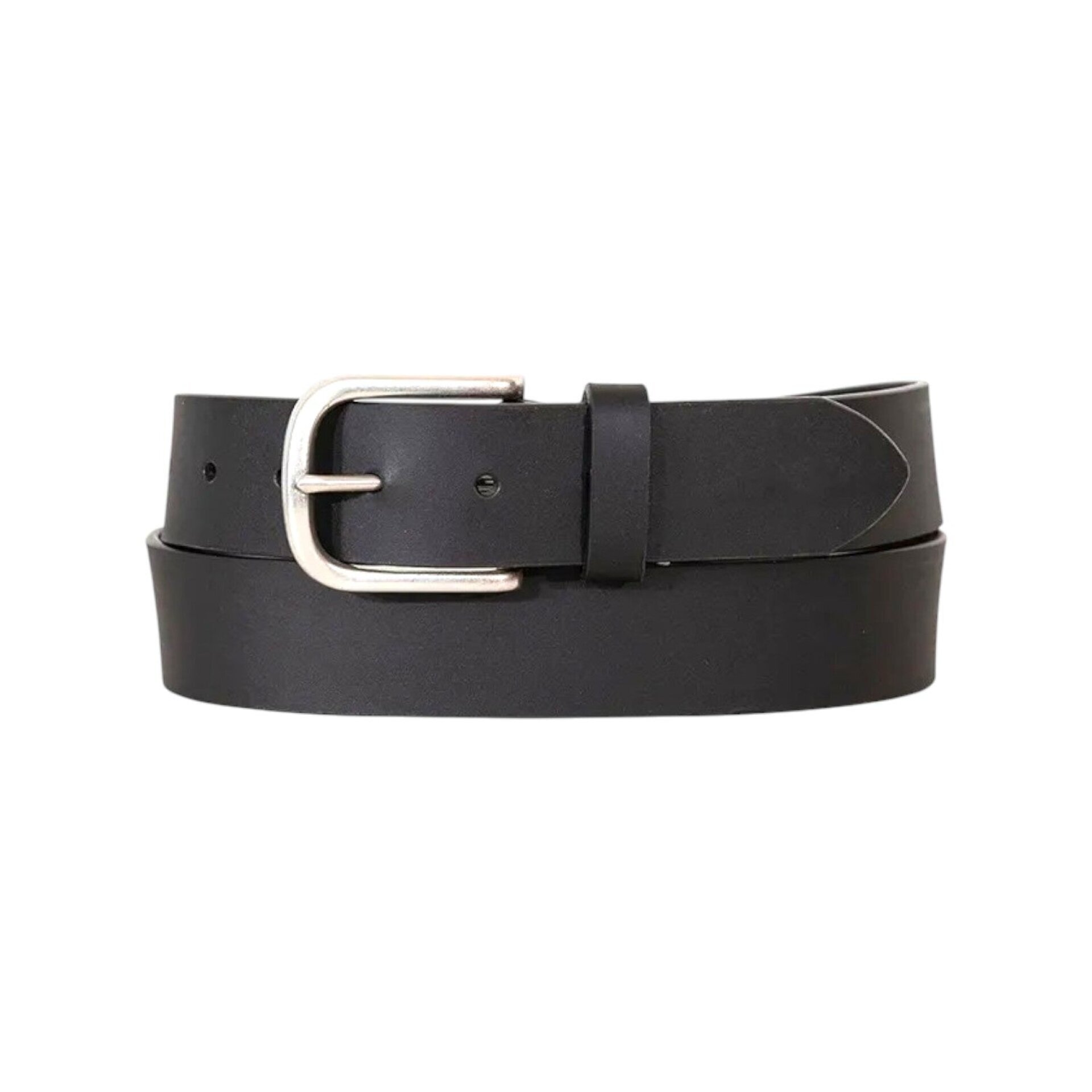 Damen Gürtel Schwarz 3,5cm » Ledergürtel mit Silber Schnalle » Echt Leder Damengürtel » schwarz matt - 85 (100cm)