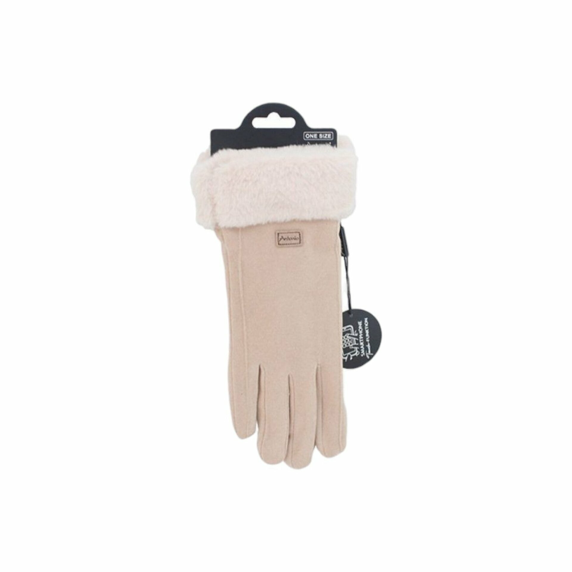 Damen Handschuhe gefüttert » Damenhandschuhe mit Touchfunktion » Winterhandschuhe mit Kunstpelz » Wildlederoptik 'NY Style' Suede mit Fell - Rosa