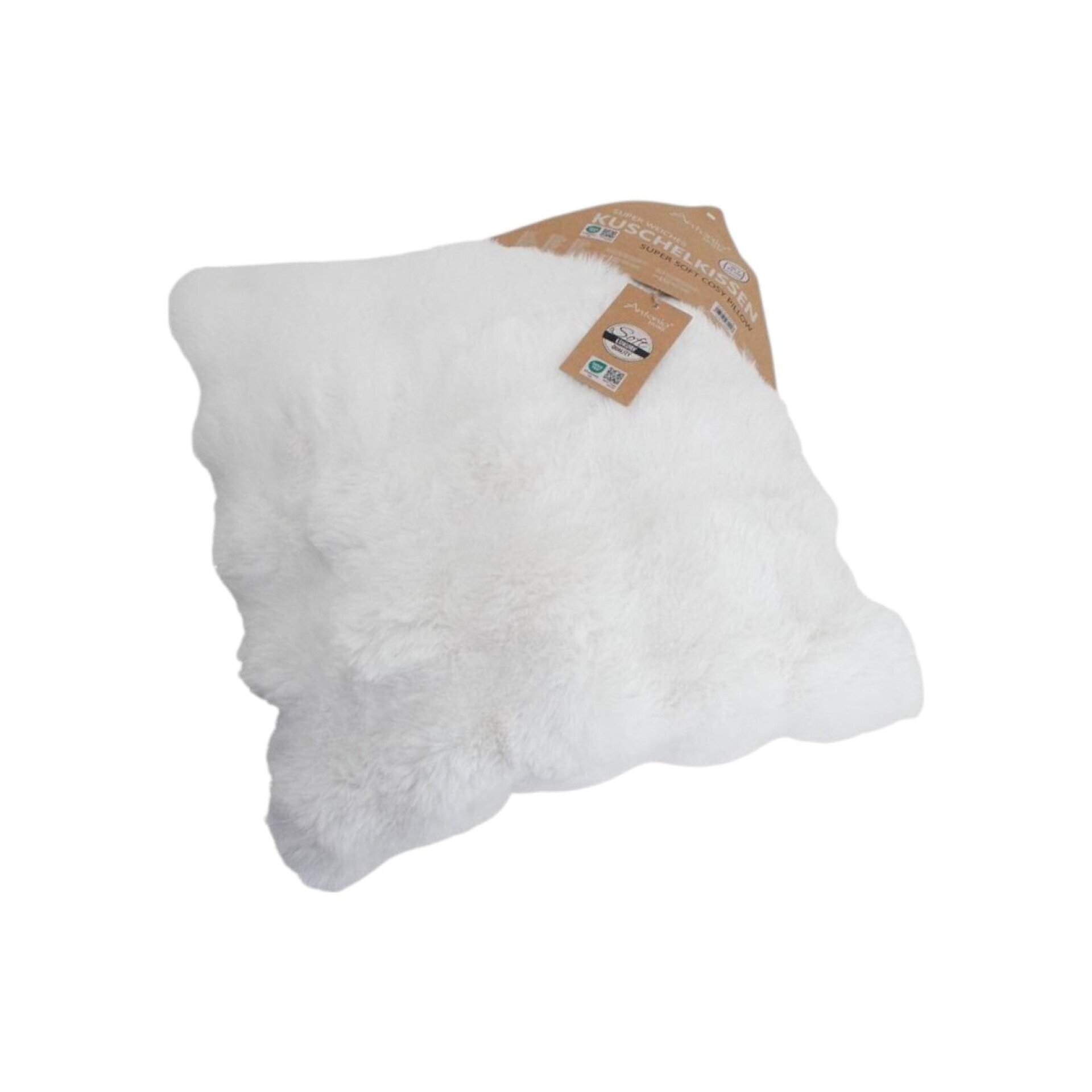 Dekokissen in Kunstfell-Optik » Zierkissen 45 x 45 cm » Sofakissen & Kuschelkissen » weiches Kissen mit flauschigem Fell - Weiß