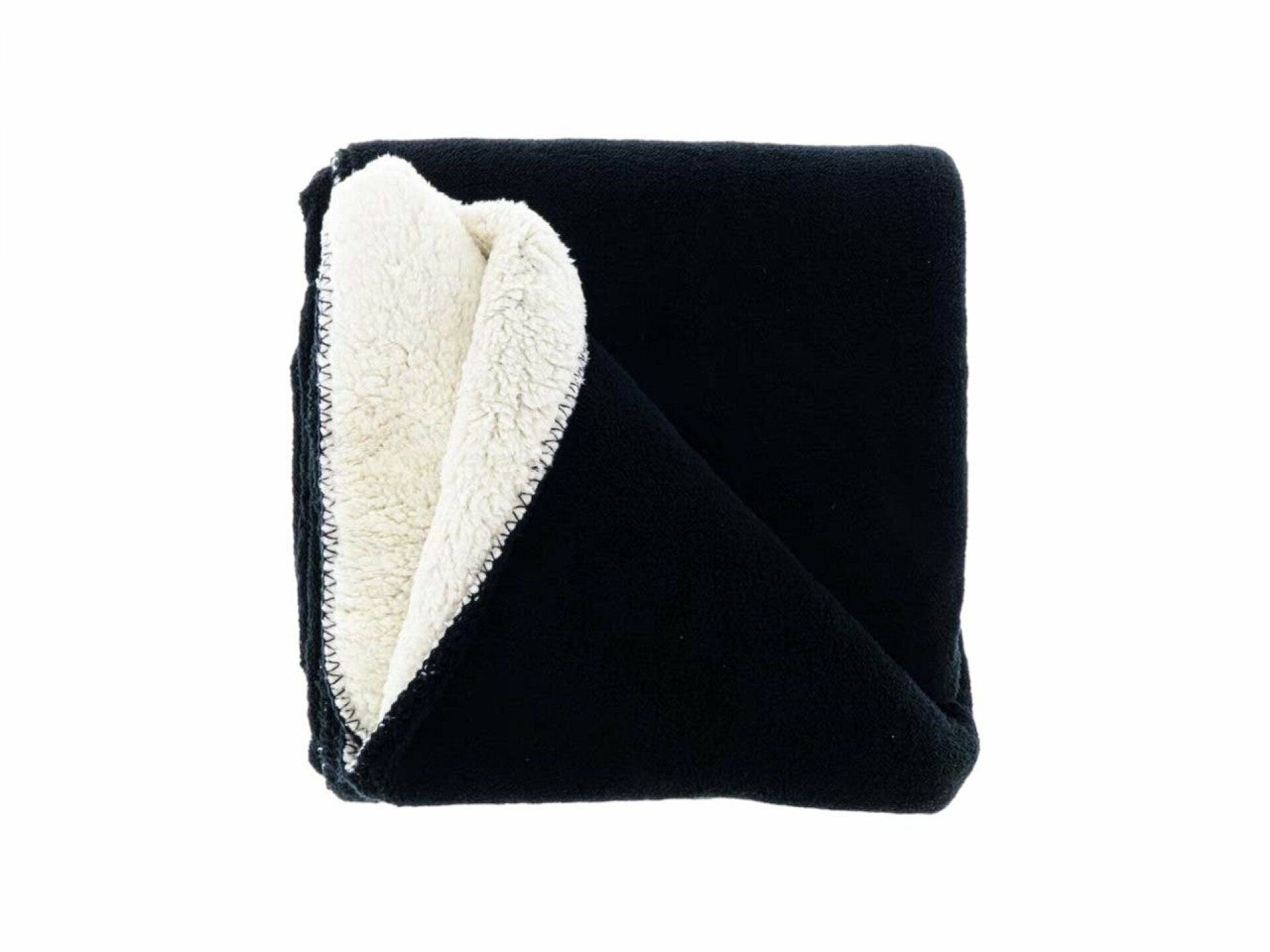 Kuscheldecke 130x180cm » Couchdecke Teddy-Stoff » Wohndecke 'Tommie' mit Wendeoptik - Schwarz