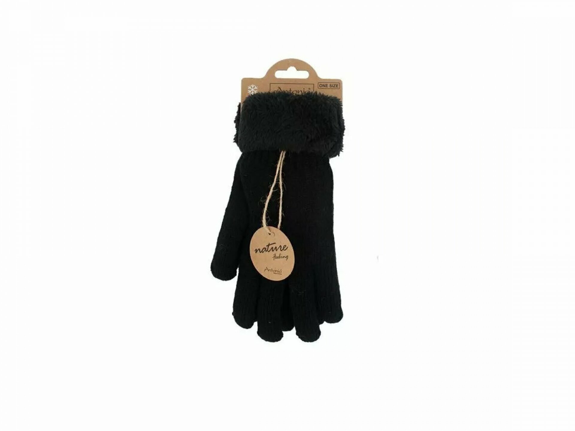 Gefütterte Damen Strickhandschuhe » Teddy Winterhandschuhe » Fingerhandschuhe Super Soft - Schwarz