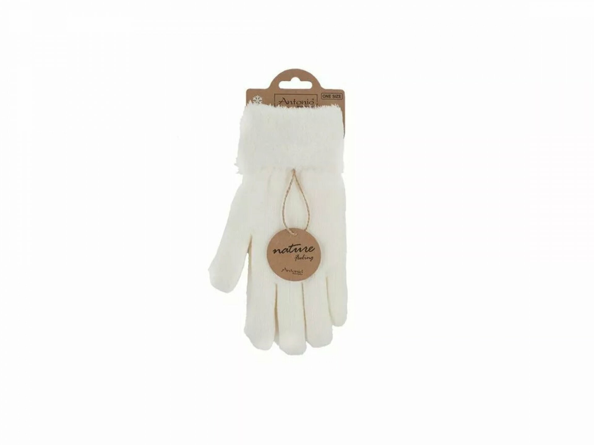 Gefütterte Damen Strickhandschuhe » Teddy Winterhandschuhe » Fingerhandschuhe Super Soft - Weiß
