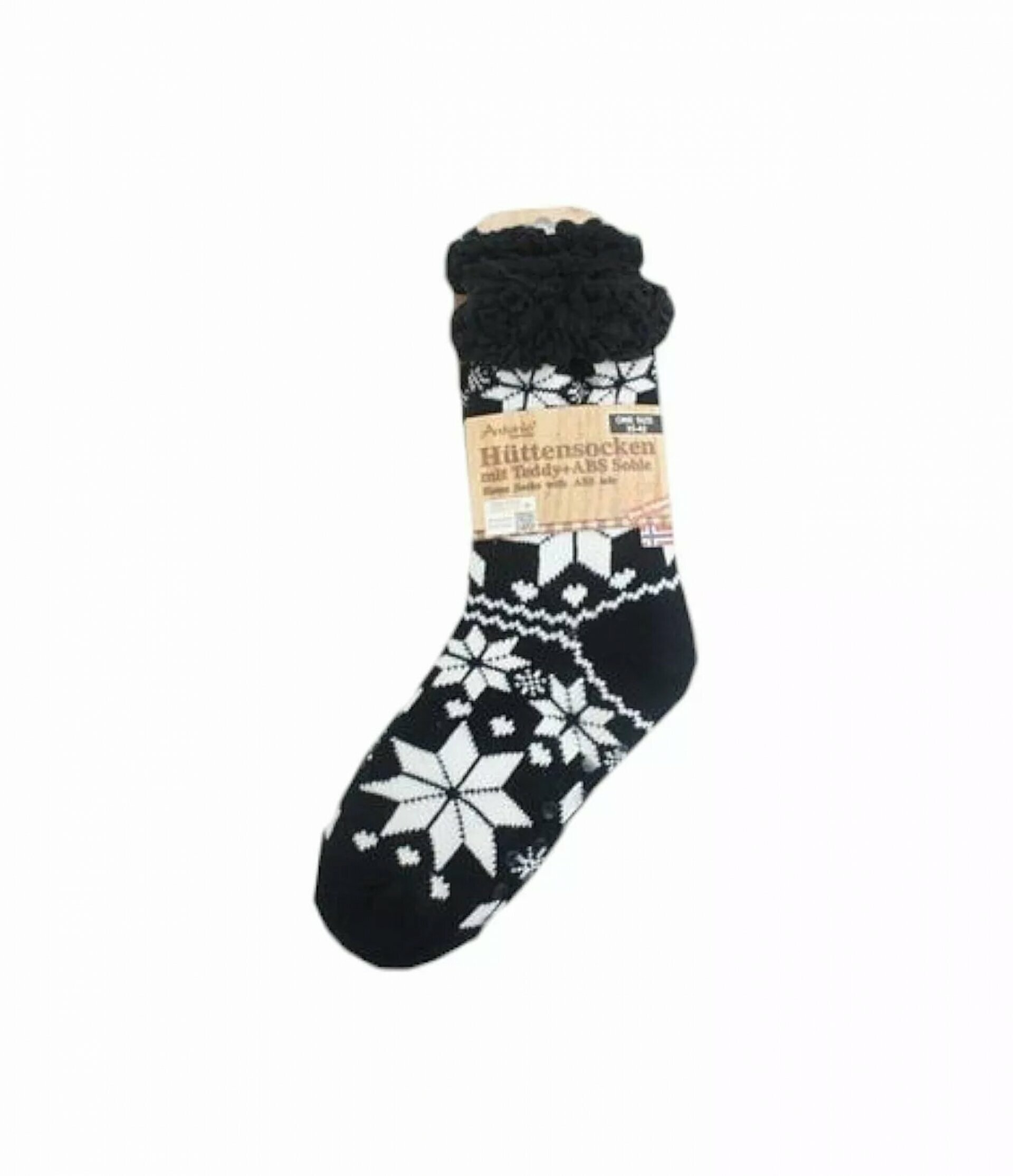 Hüttensocken » Kuschelsocken » Anti Rutsch Socke » Winter Hausschuhe » Strick Fleece in schwarz/weiß - Motiv 8