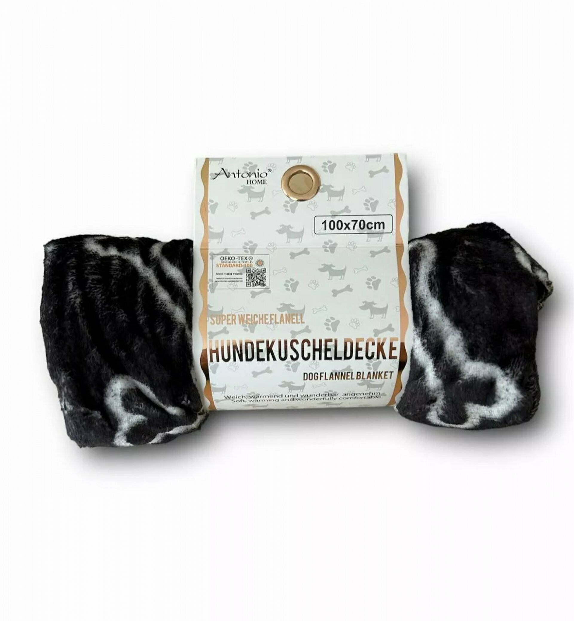 Hundedecke 100x70cm » Hundekuscheldecke » Flanell Liegedecke für Hunde » leicht & dünn - Schwarz