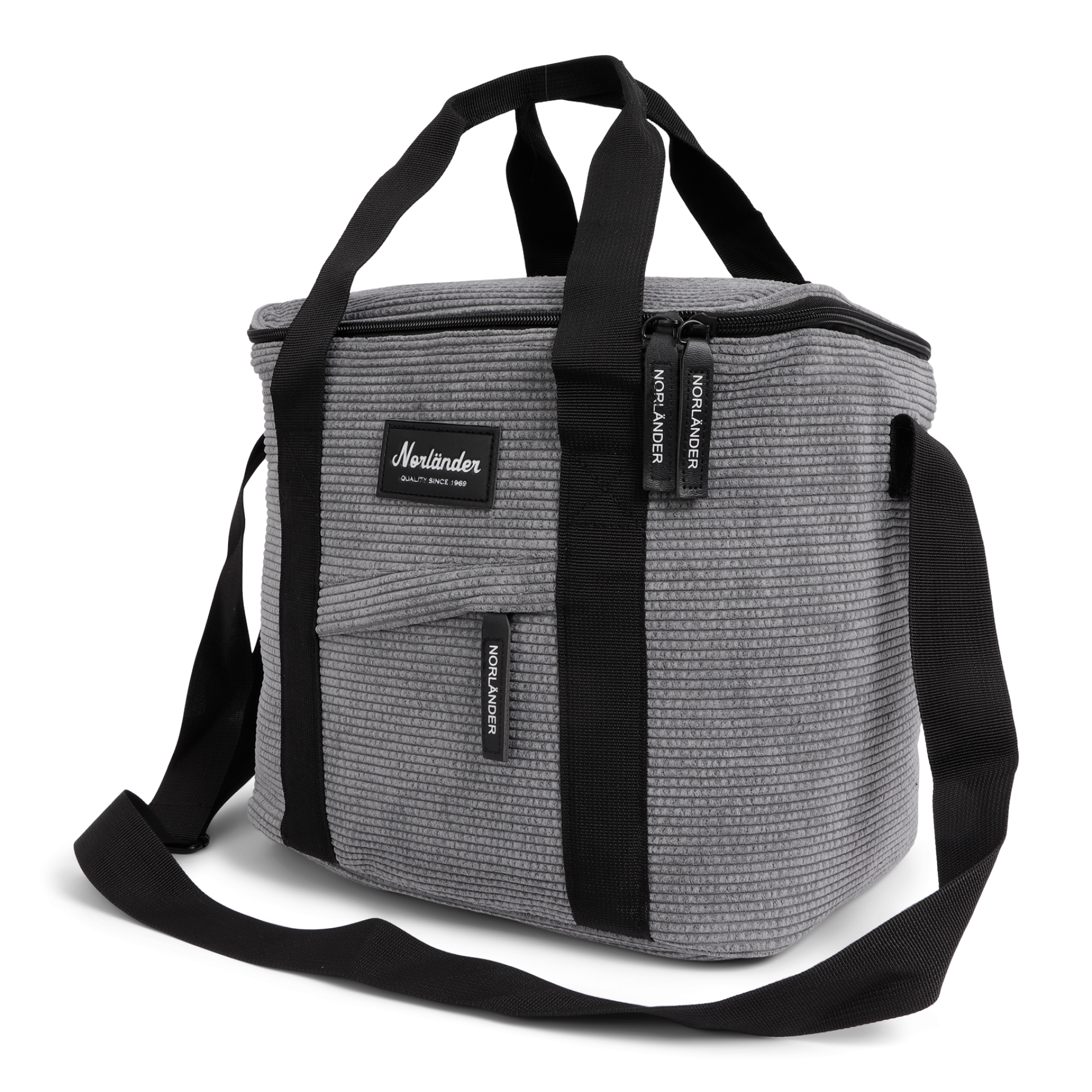 Kühltasche » Gefriertasche » isolierte Picknick Tasche in Cord Optik » Isoliertasche » Kleine Kühlbox mit Henkel und Schultergurt - Grau