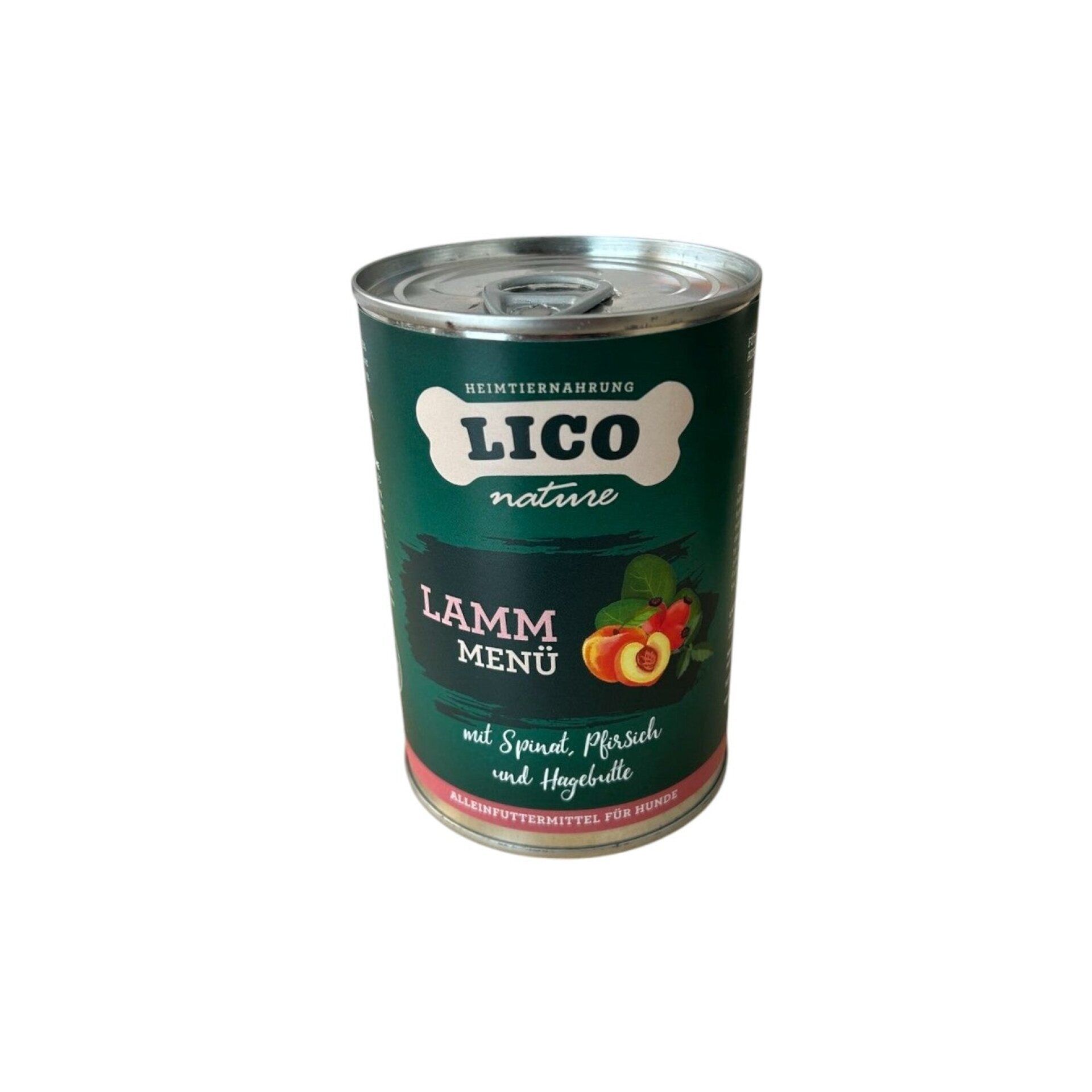 Lico Lamm Menü mit Spinat, Pfirsich & Hagebutte » 6er Pack Hundefutter » Nassfutter Dosen » 6 x 400g Konserven Alleinfuttermittel für Hunde » hochwert