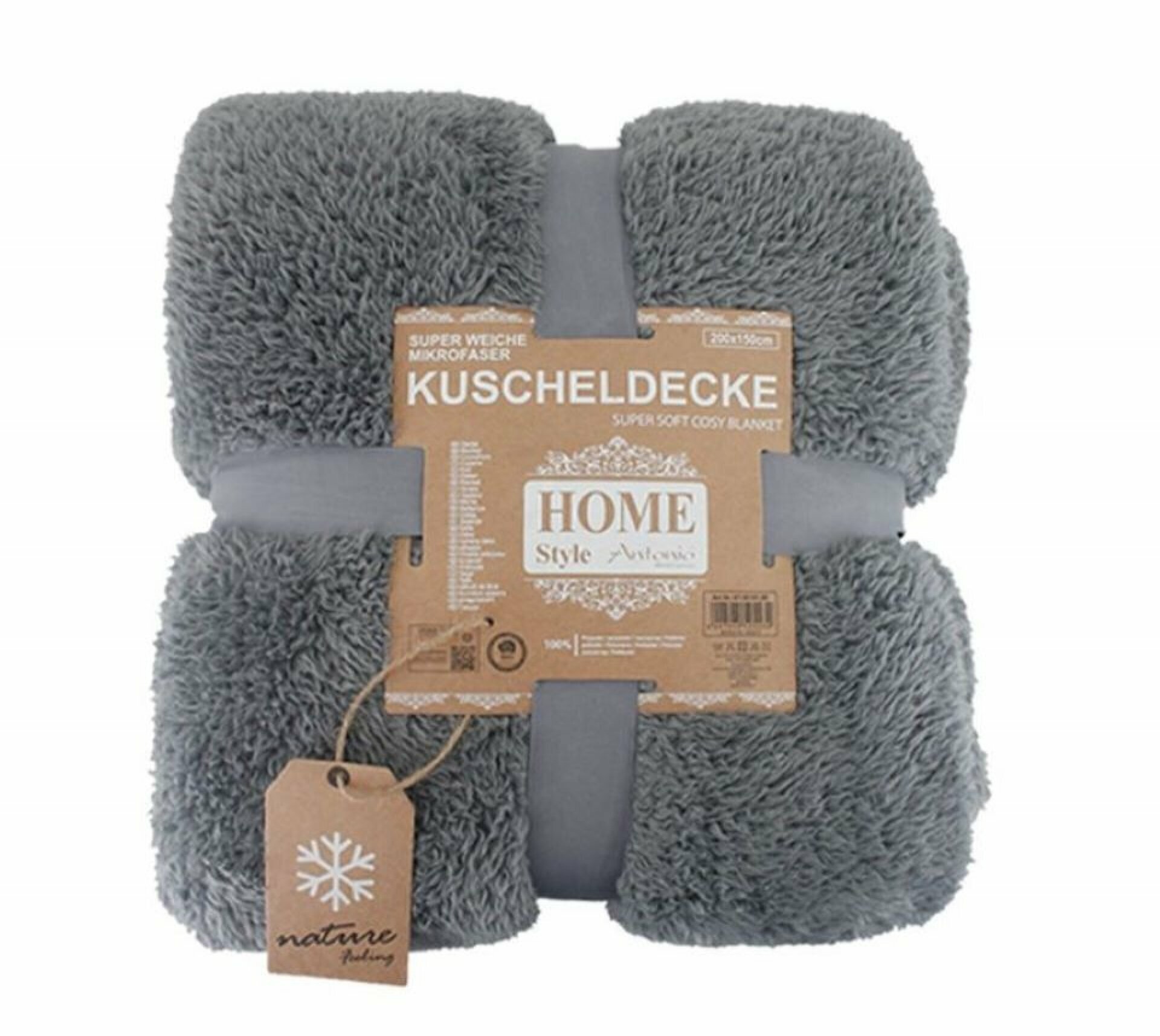 Teddy Kuscheldecke 150 x 200 cm » warme Wohndecke in Kunstfell-Optik | flauschige Mikrofaser Decke - Dunkelgrau