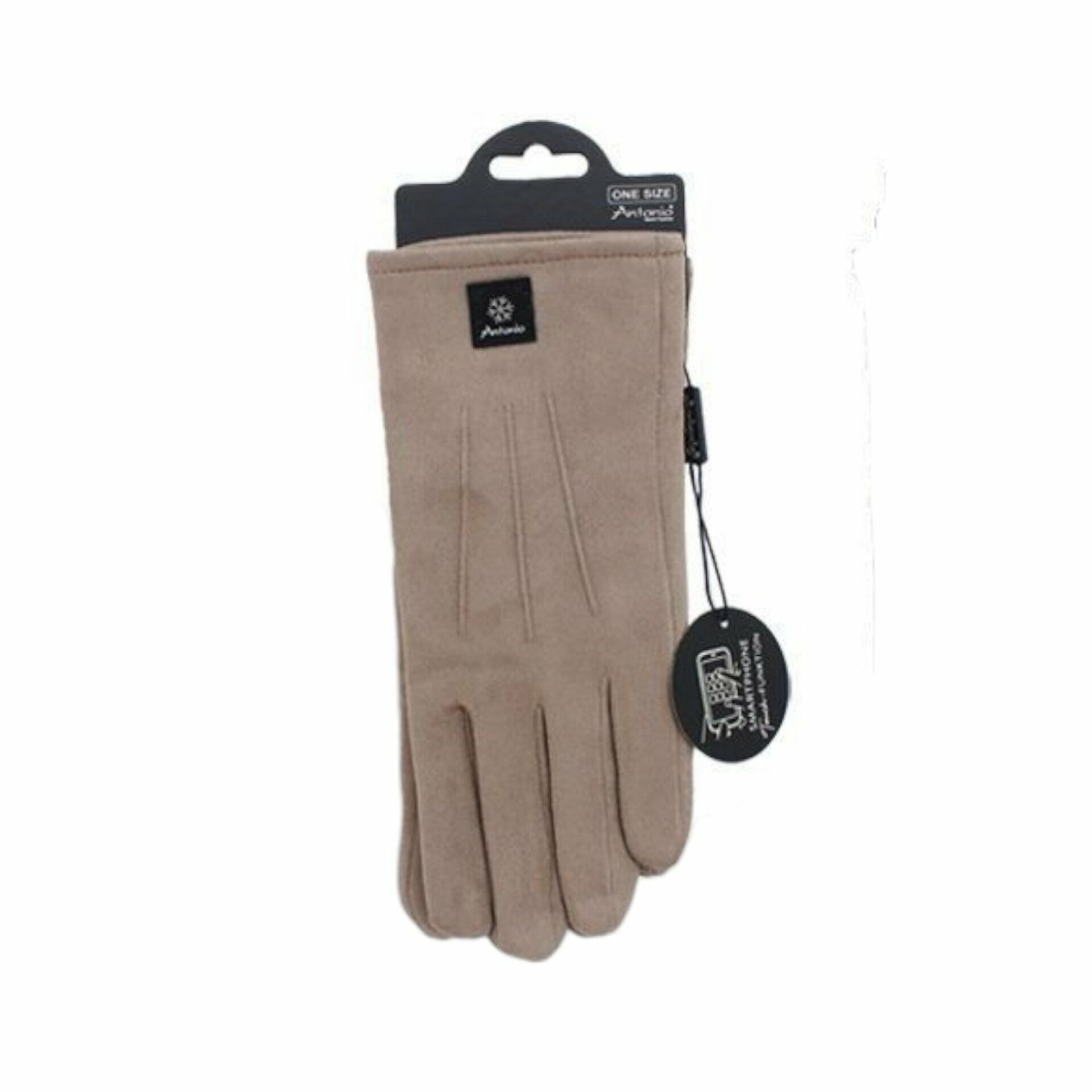 Gefütterte Winter Damen Handschuhe » Winterhandschuhe mit Teddy Innenfutter » Fingerhandschuhe mit drei Streifen auf Handrücken | Touchfunktion - Beig