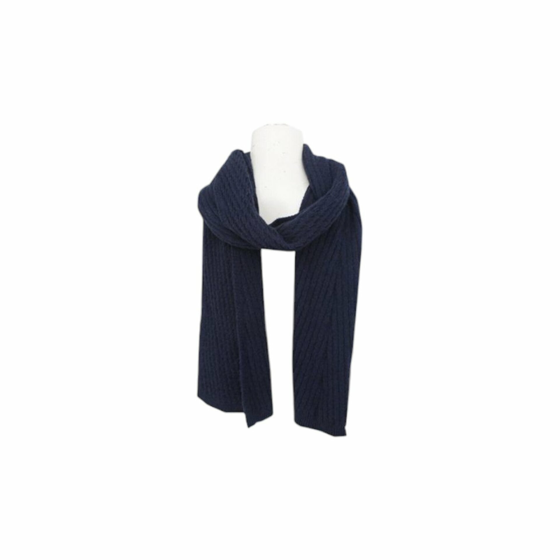 Herren Schal Alpaka Touch » Gerippter Herrenschal mit Wendeoptik » Winter Halstuch Doppelseitig » Strickschal 180x21cm - Dunkelblau