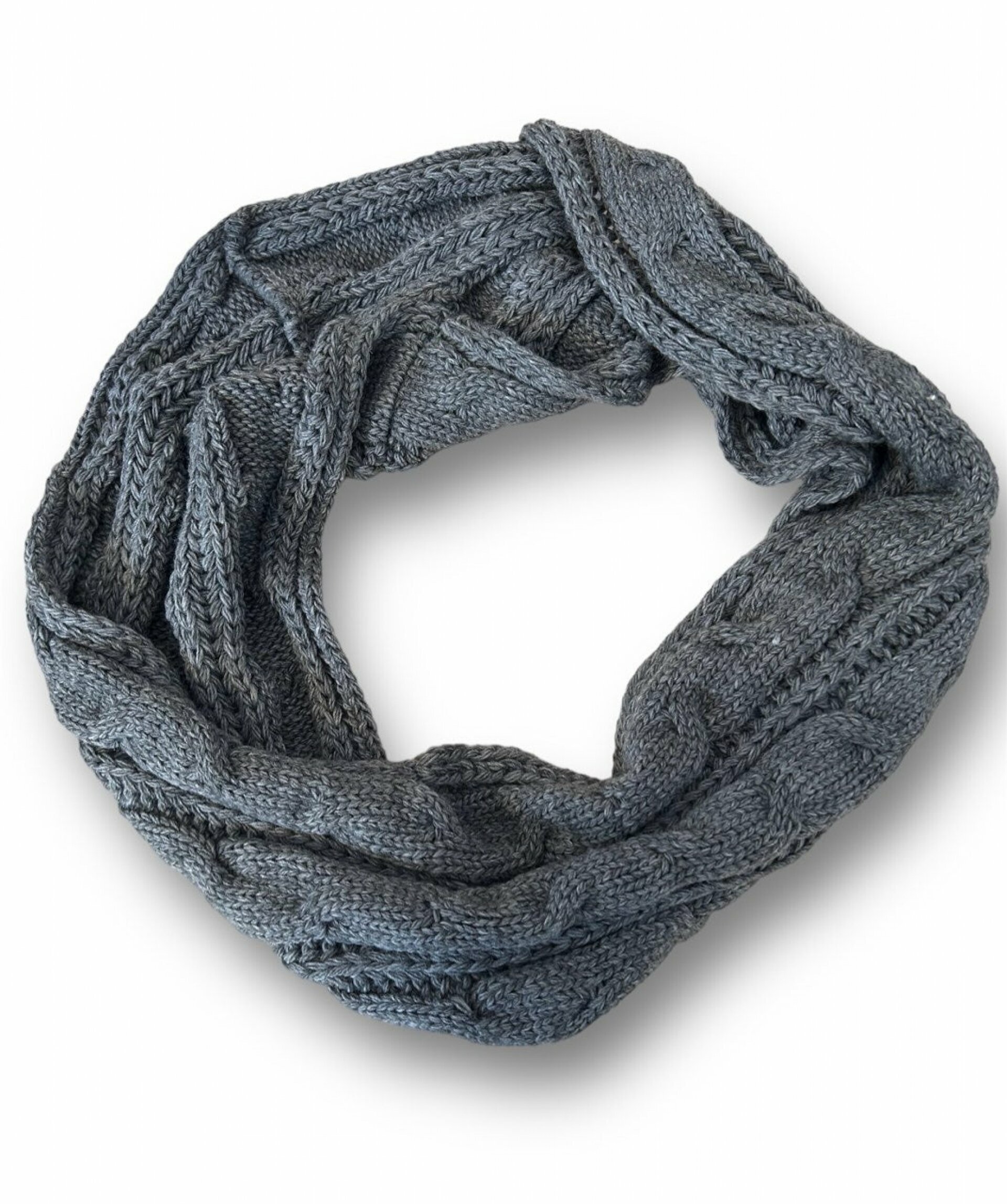 Loop Schal » Winter Damenschal » Strickschal » Damen Schal mit Strickmuster - Grau