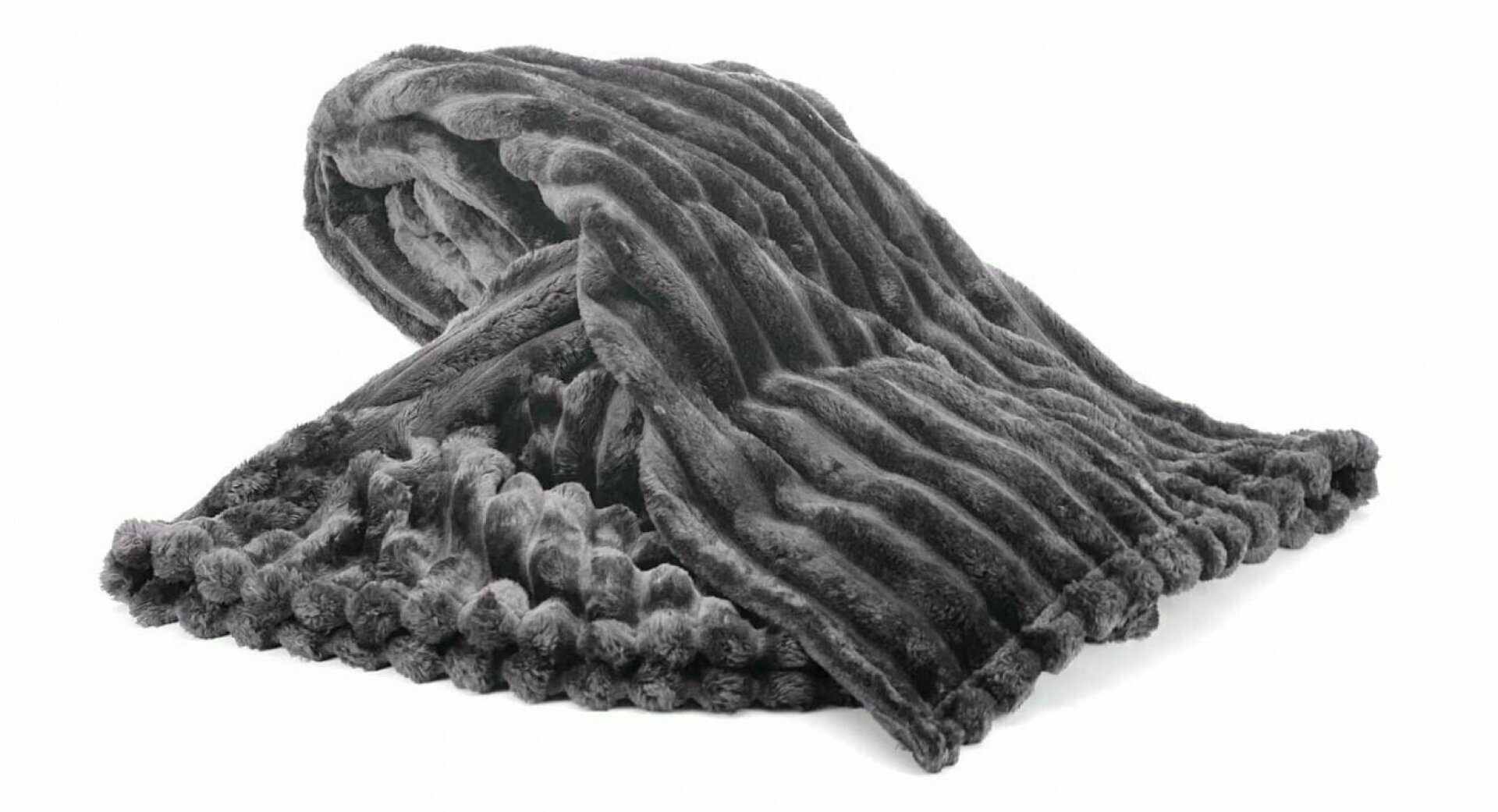 Breitcord Wohndecke XL 150 x 200 cm » dicke Kuscheldecke von 1000 Gramm » Couchdecke » Glitzer Decke - Anthrazit