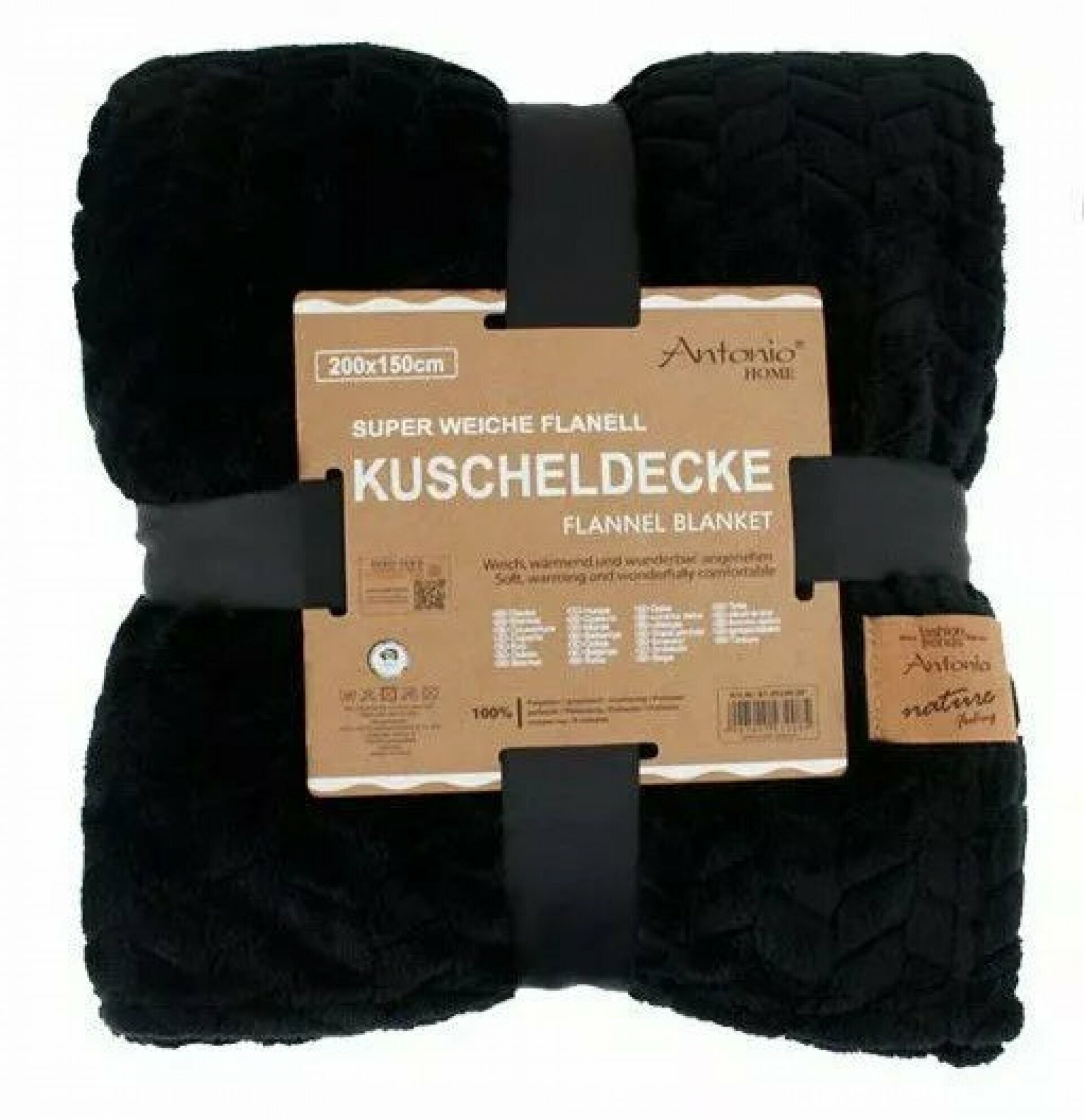 Jacquard Wohndecke » Kuscheldecke 150x200cm » Kuscheldecke glänzend » Couchdecke » Tagesdecke warm und weich - Schwarz