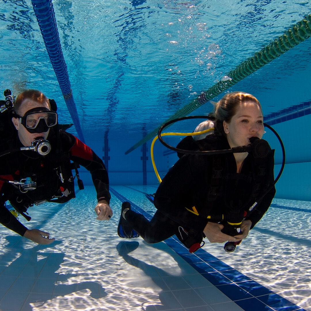 Scuba divers performing a training exercise