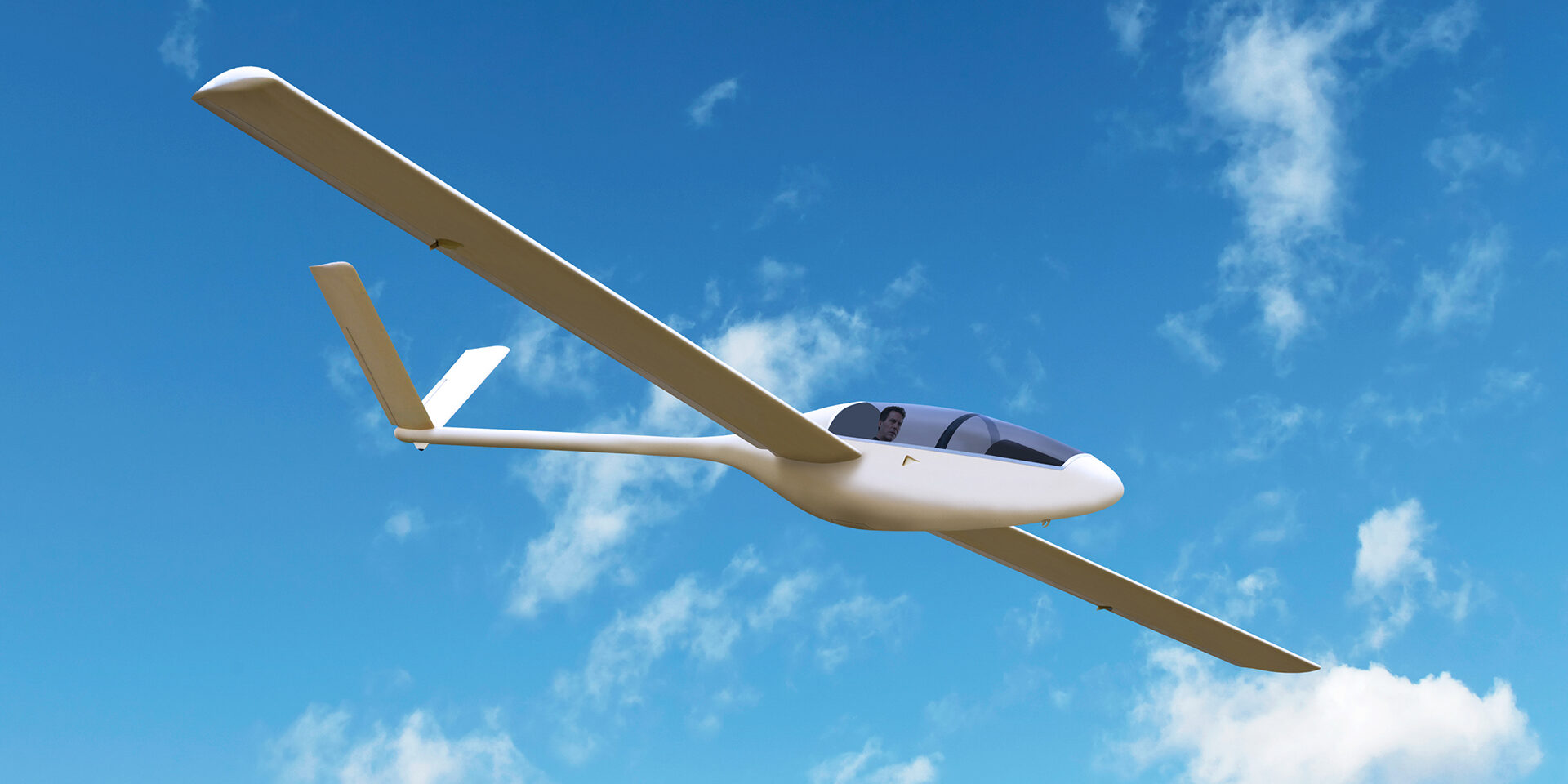 glider soaring with bright sky, square frame (XL)