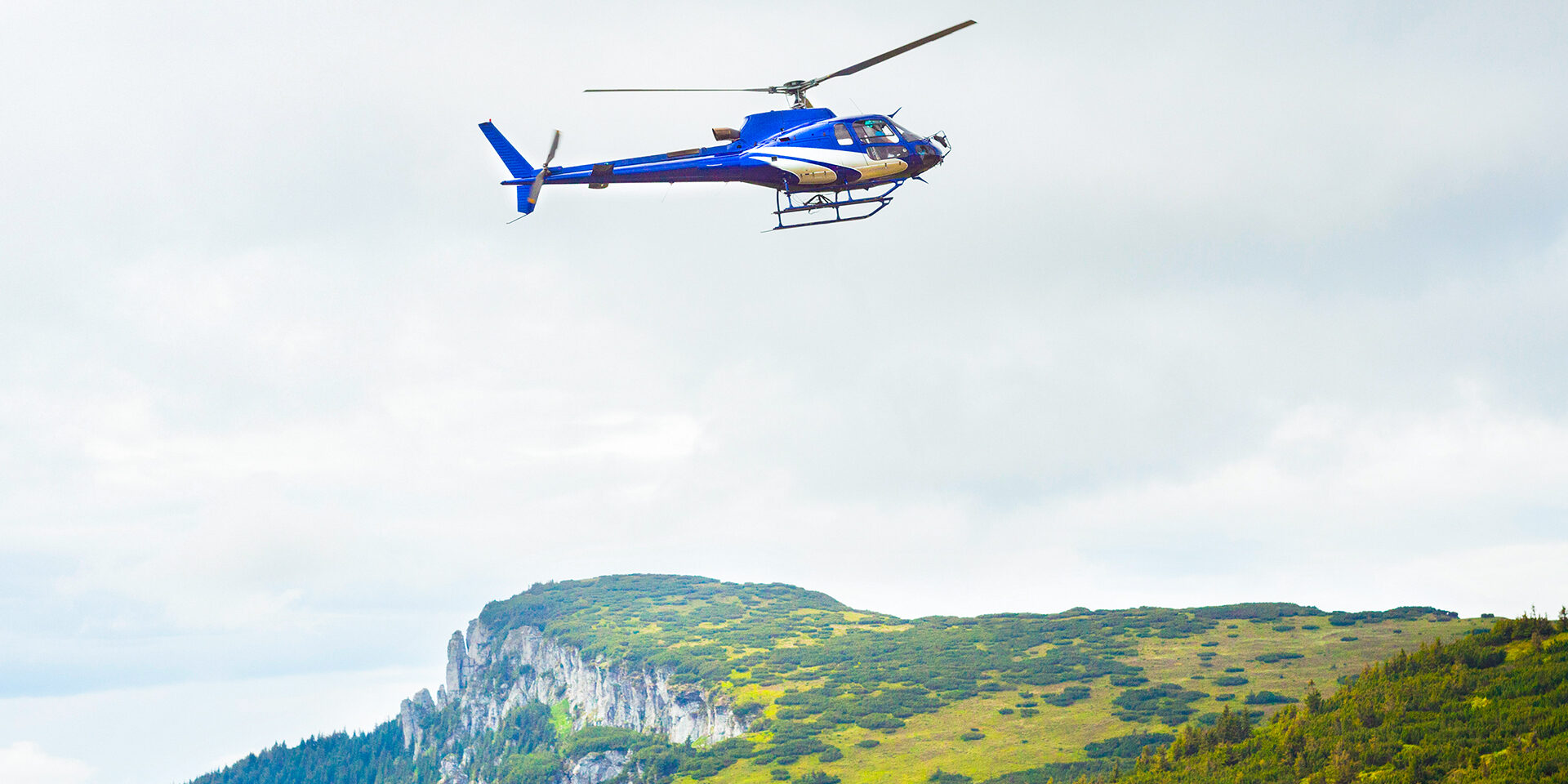 helicopter on mountain landscape