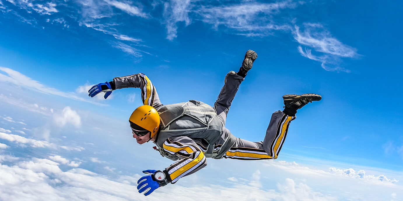 Skydiving photo. The student performs the task skydiver in freefall.
