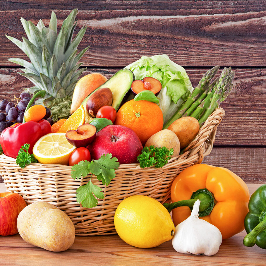 Fruit and vegetables in a basket