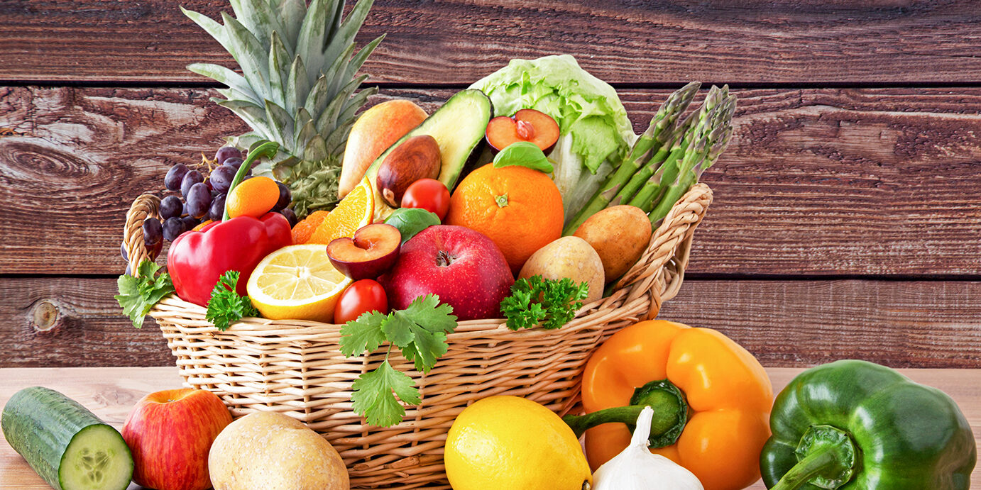 Fruit and vegetables in a basket Fruit and vegetables in a basket
