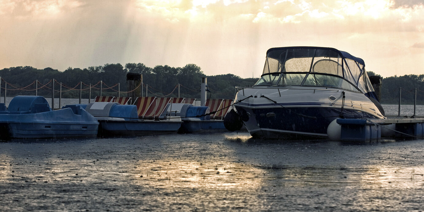 Sunset at boat harbor on the M?ritz Sea. Boat harbor on the M?ritz, Mecklenburg Vorpommern.