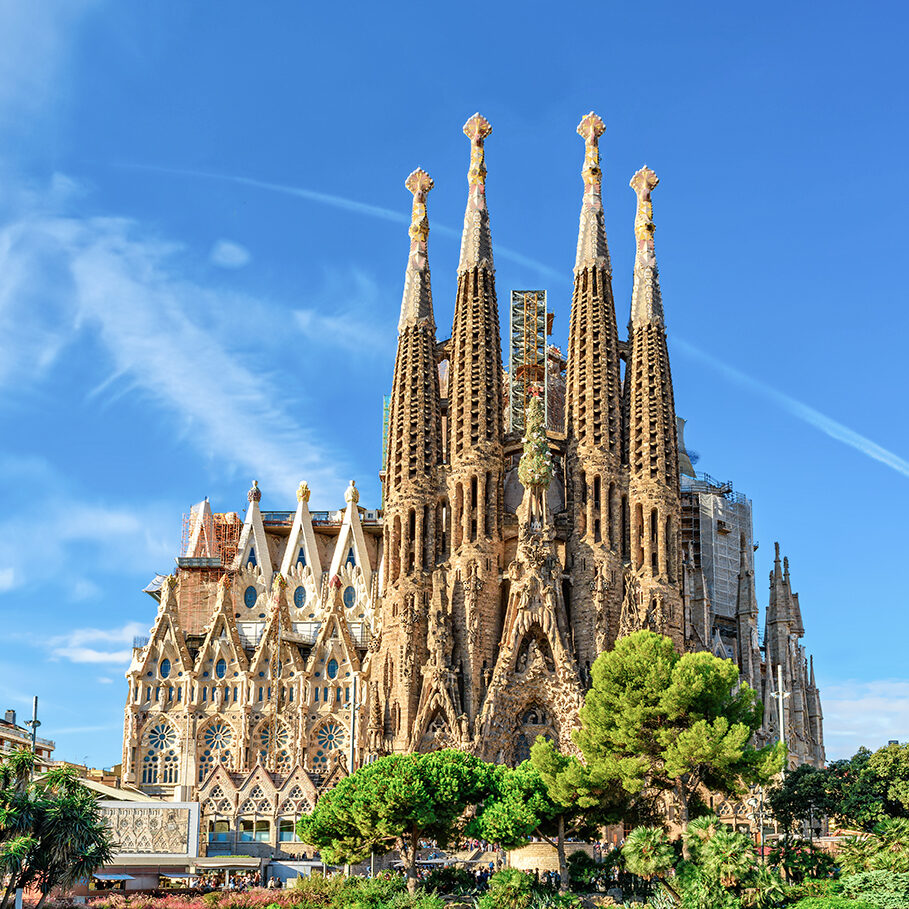 Cathedral of La Sagrada Familia. It is designed by architect Antonio Gaudi and is being build since 1882.