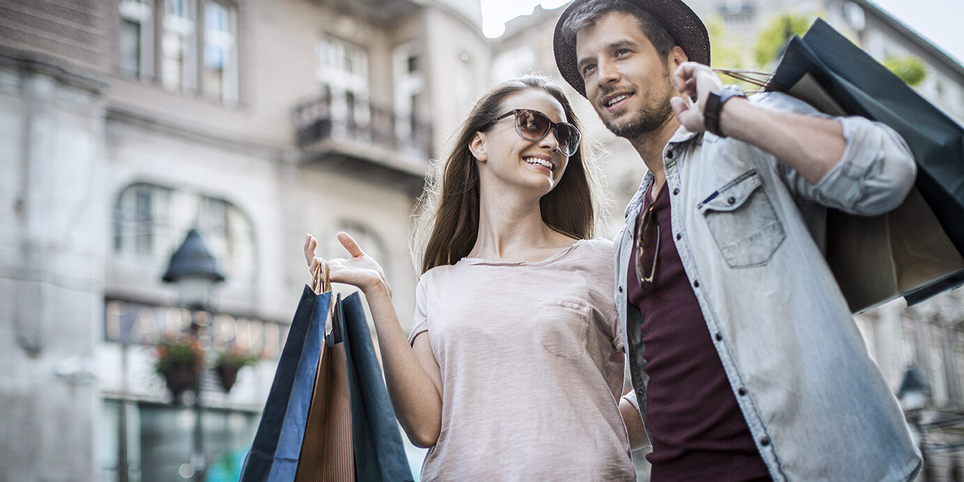 Close up of a couple enjoying shopping together