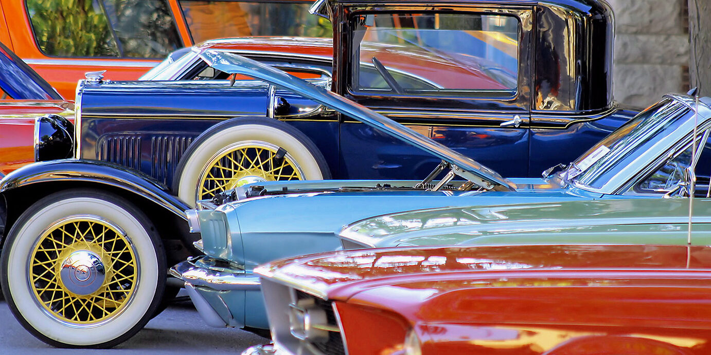 Classic Cars Classic cars parked along street