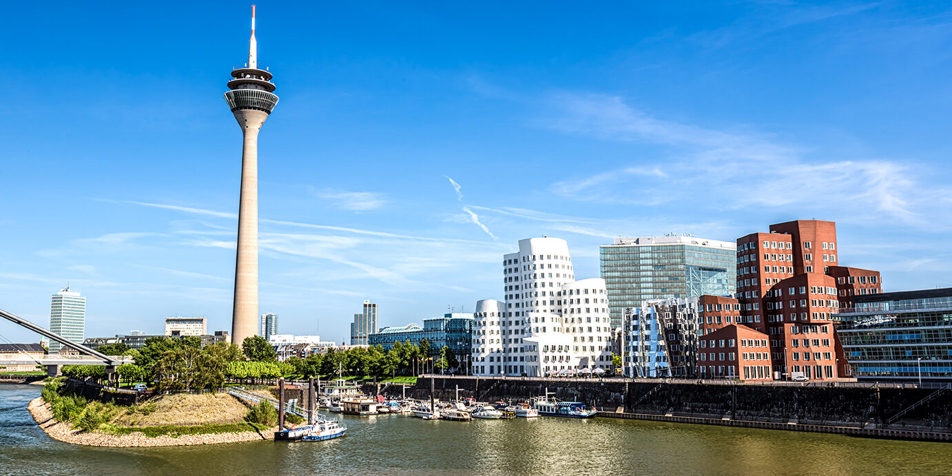 Skyline Düsseldorf with Rhein River and TV Tower