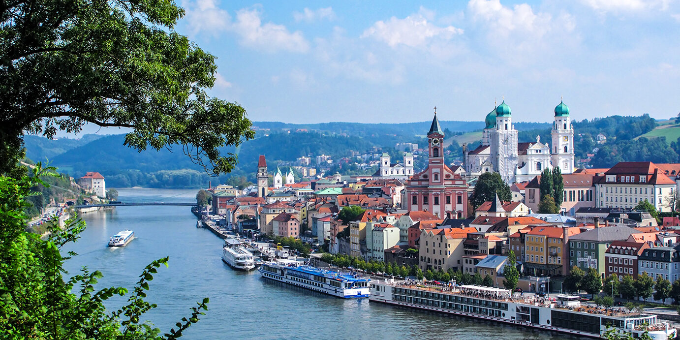 View on Passau, the city of three Rivers in Bavaria, Germany.