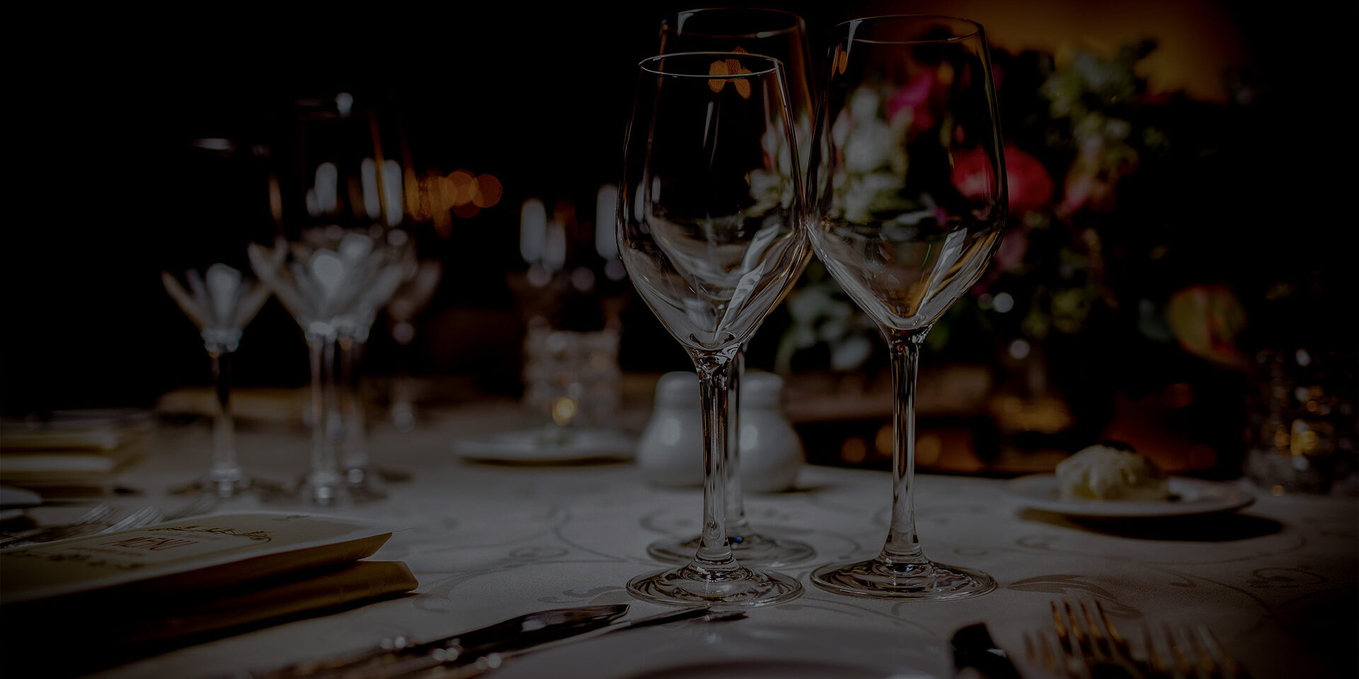 Empty glasses in restaurant Empty glasses in restaurant. Table setting for celebration