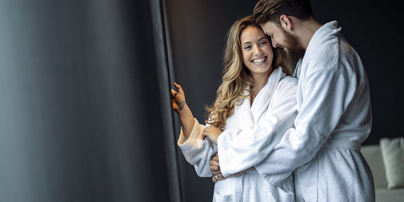 Couple enjoying wellness weekend and spa