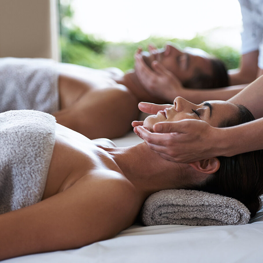 Shot of a mature couple enjoying a relaxing massage