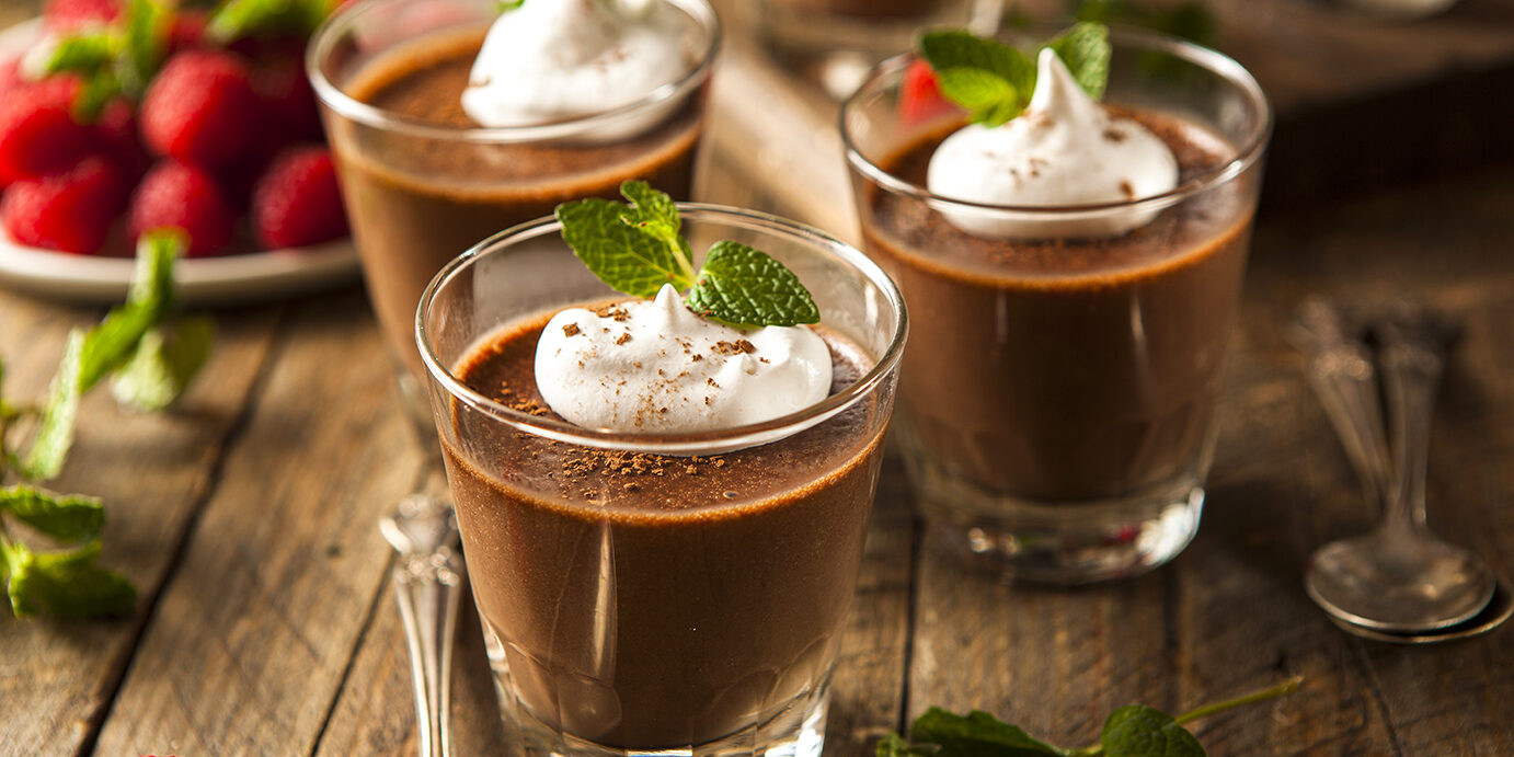 Homemade Dark Chocolate Mousse with Whipped Cream