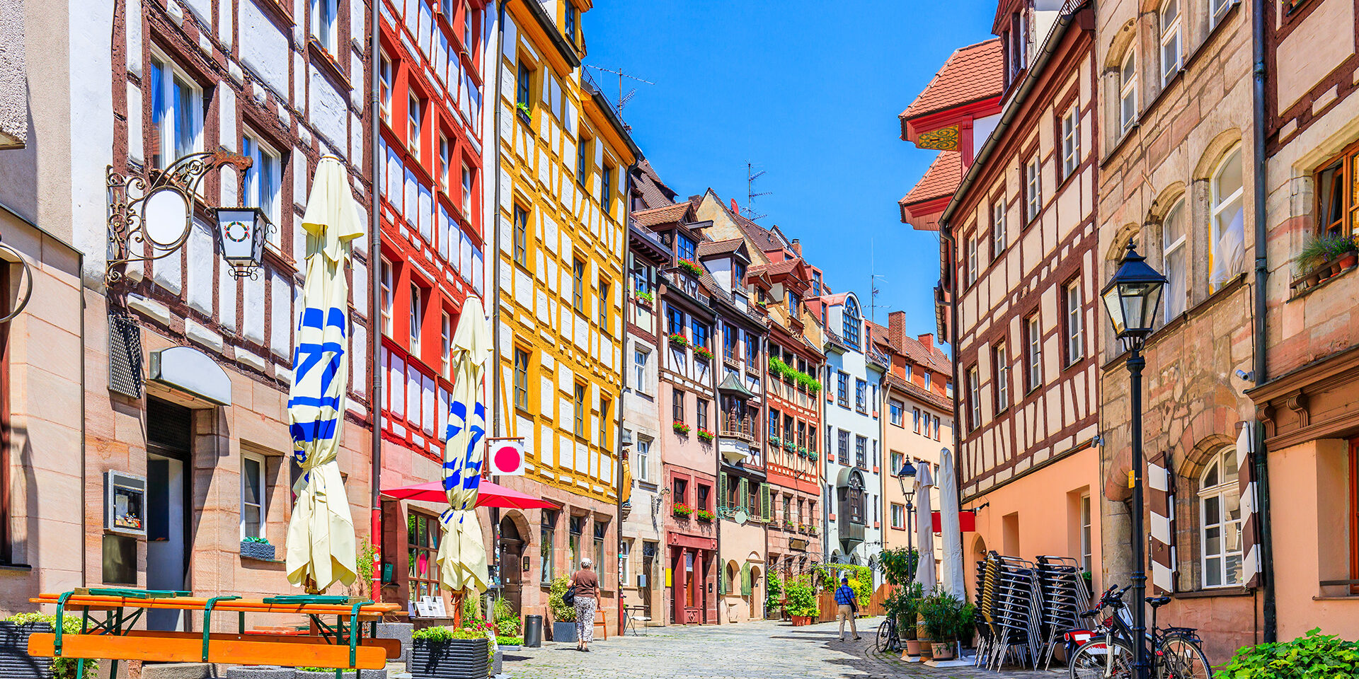 Nuremberg, Germany. Half timbered Houses in NurembergÂ´s Weissgerbergasse.