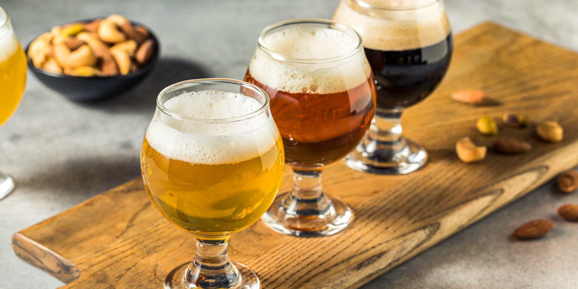 Cold Refreshing Craft Beer Flight on a Tray