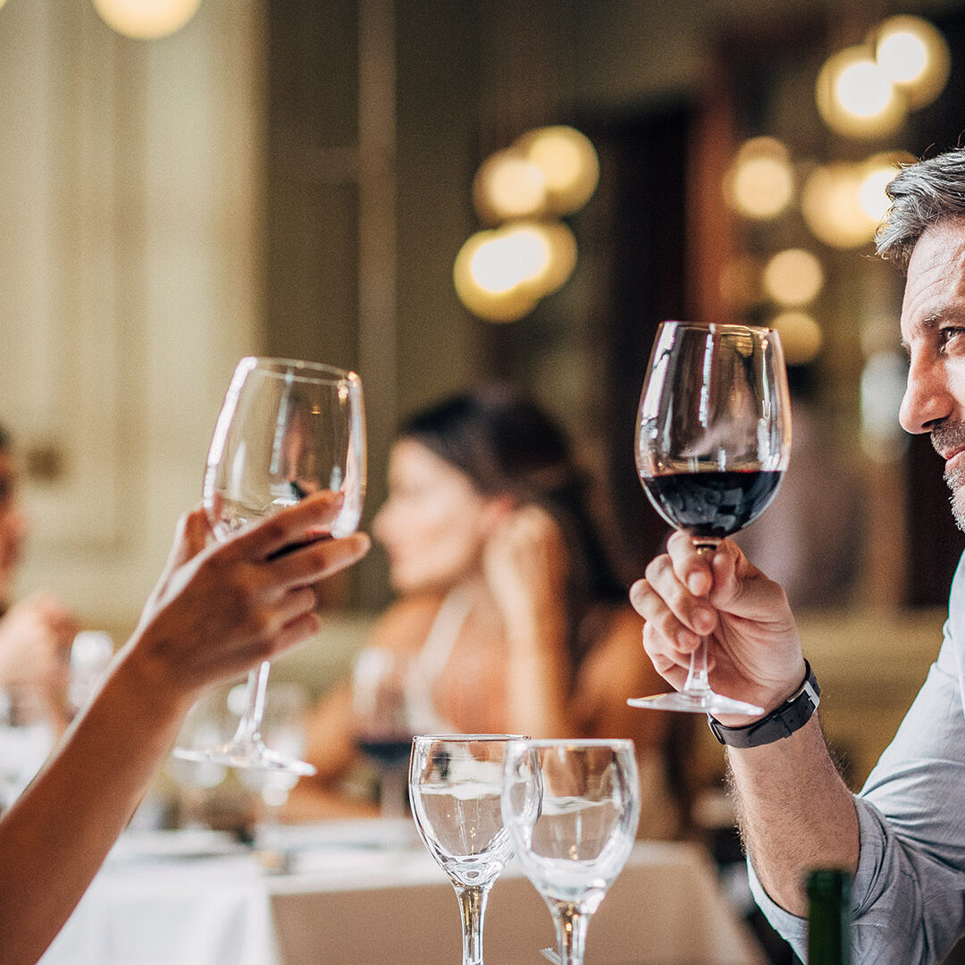 Mature heterosexual couple having a date in restaurant