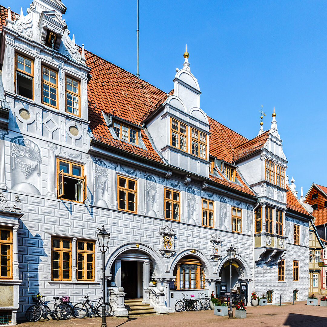 View of the old town hall in the old town of Celle in Lower Saxony