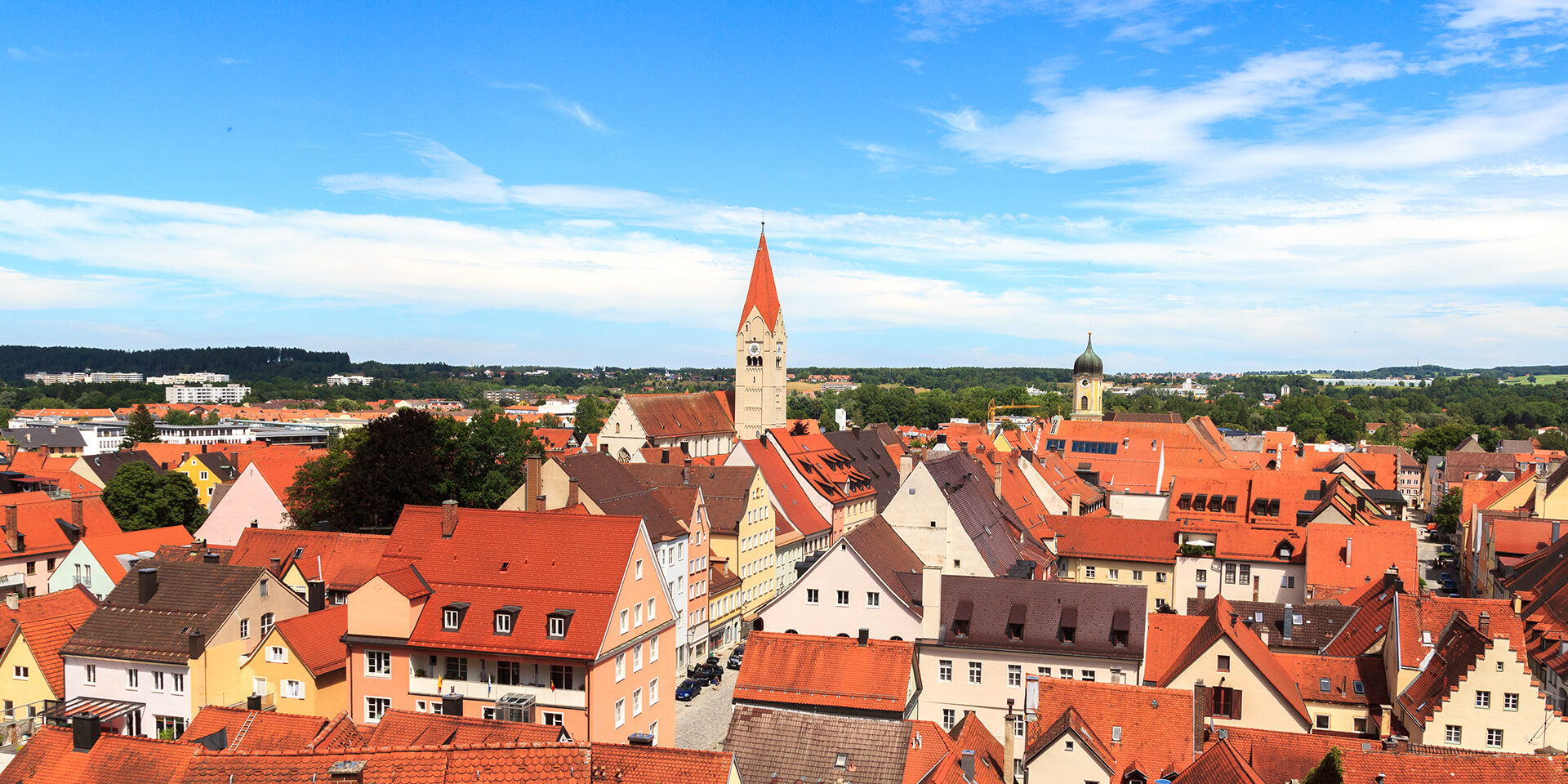 Cityscape of old town Kaufbeuren in Bavaria, Germany