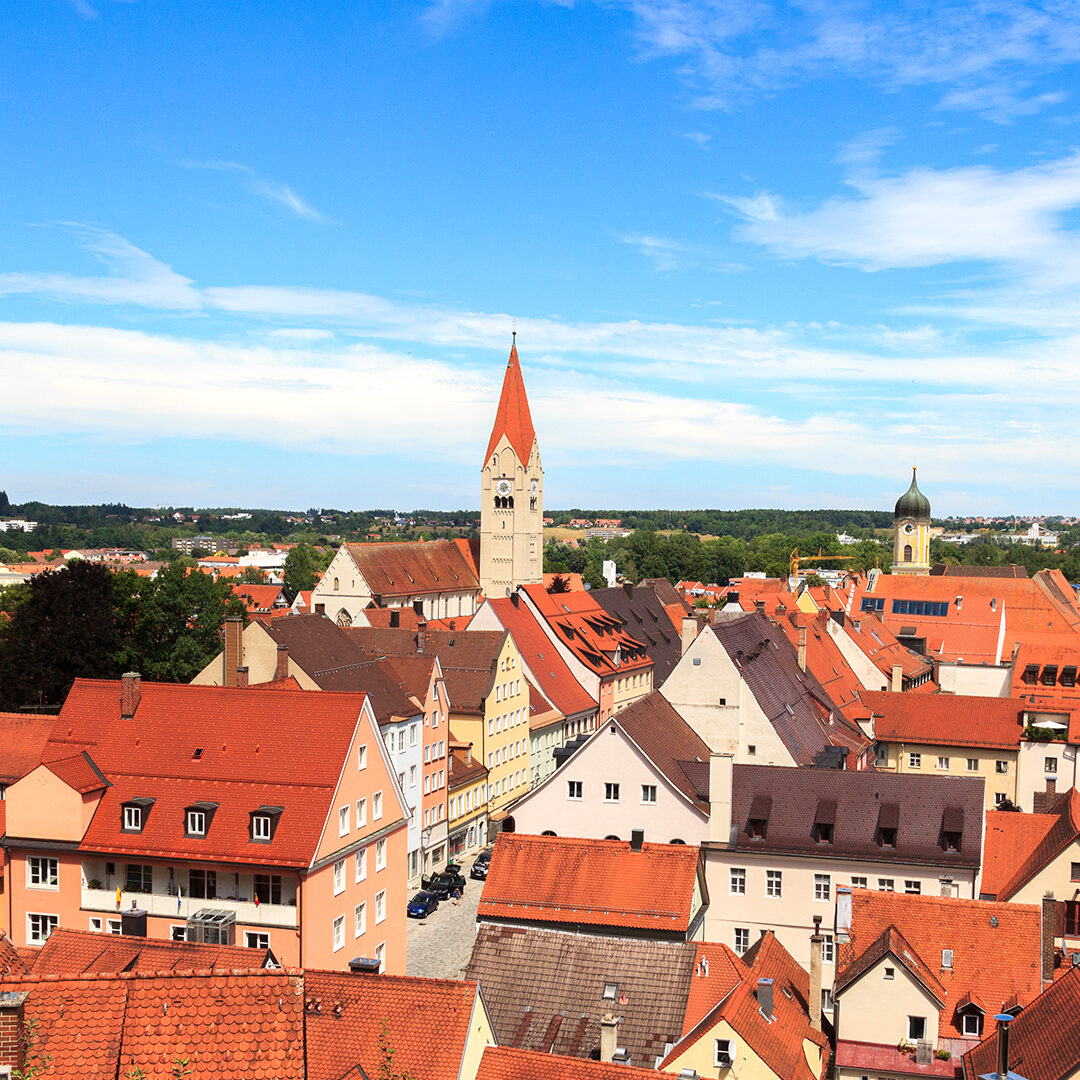 Cityscape of old town Kaufbeuren in Bavaria, Germany