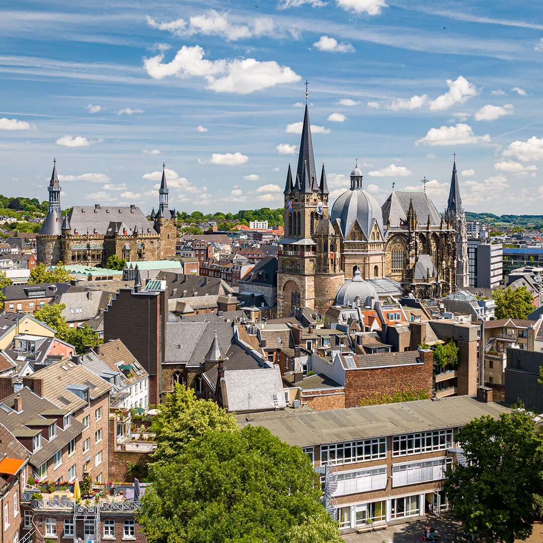 Skyline of Aachen on a summer day